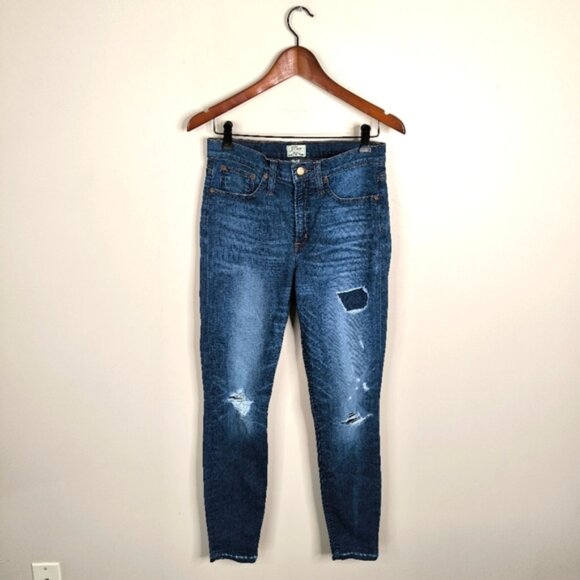 J. Crew Lookout High Rise Skinny Retro 80s Distressed Boho Patchwork Jeans 28T - Picture 2 of 12
